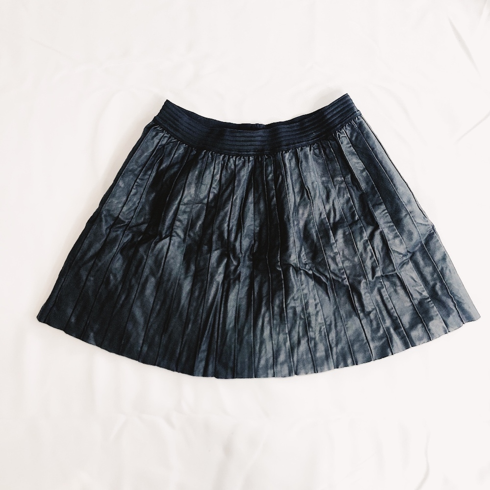 Free People Vegan Leather Pleated Skirt, Sz S